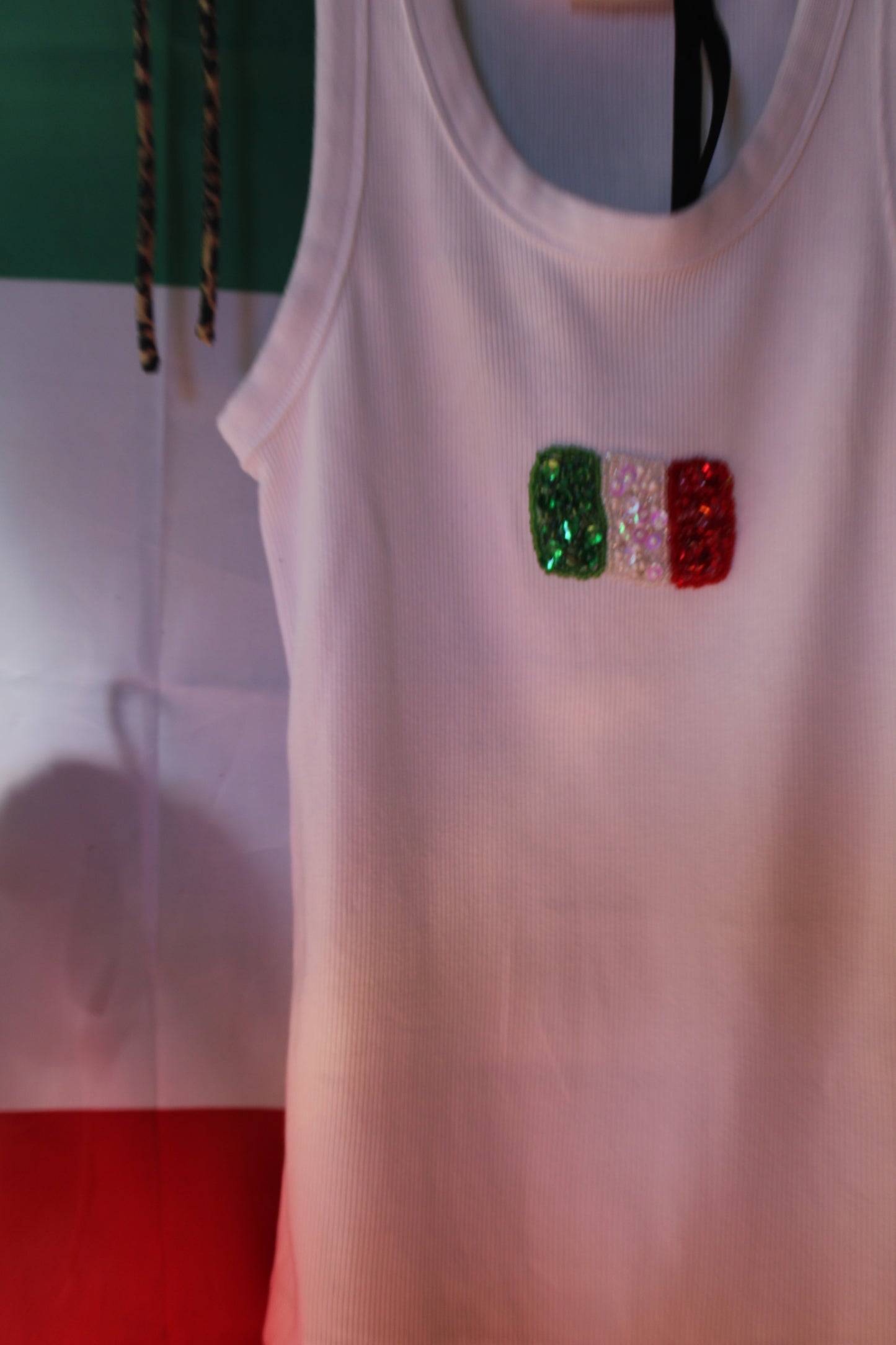 Italian Flag Embroidered Tank