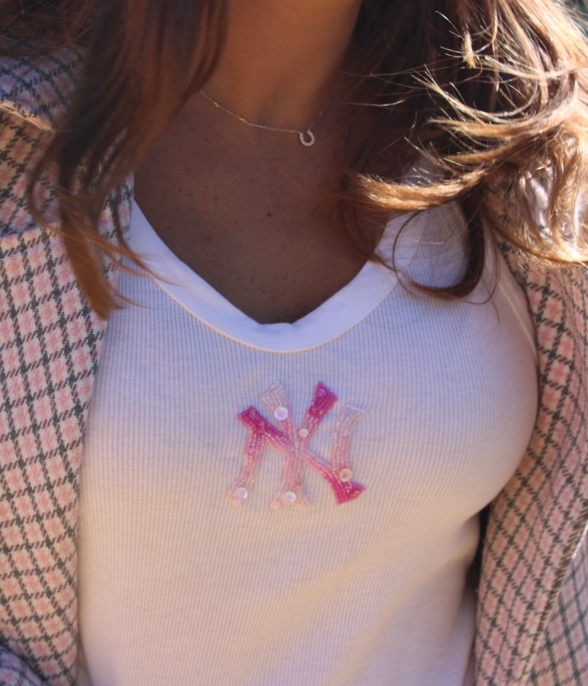 Pink NY Baseball Tank