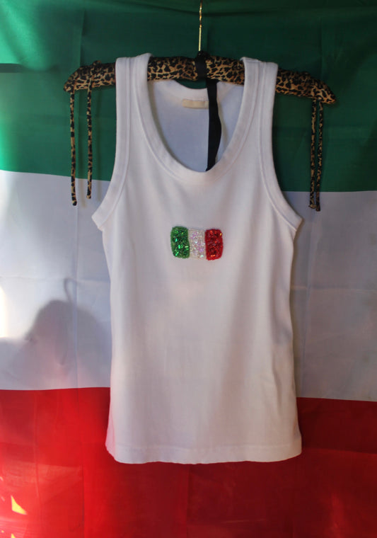 Italian Flag Embroidered Tank